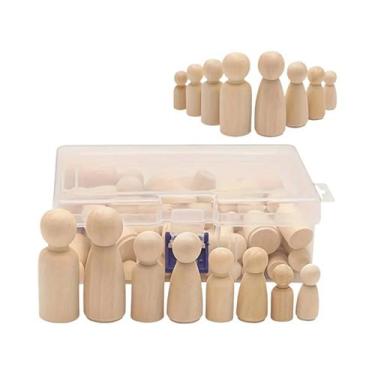 Imagem de Bonecos De Madeira Inacabados 50 Peças DIY Para Pintura E Artesanato P