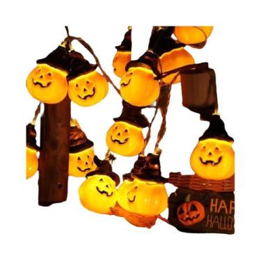 Imagem de Lanterna Decorativa De Abóbora De Halloween Com 10 LEDs E 1,5m Para Il