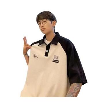 Imagem de Camisa Polo Casual Masculina De Verão, Manga Curta, Estilo Japonês, Co