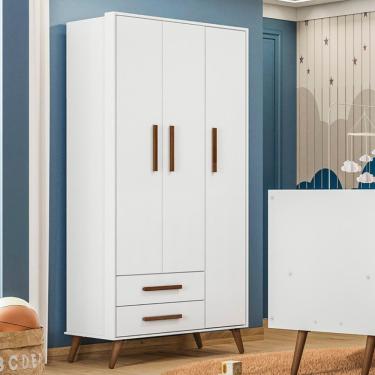 Imagem de Guarda Roupa Infantil 3 Portas Retrô Q Encanto Branco - Qmovi