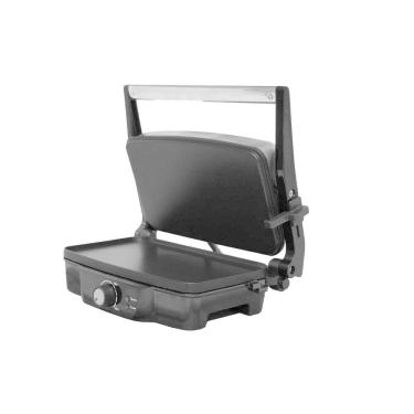 Imagem de Prensa de Panini Elétrica IMUSA em Aço Inoxidável com Controle de Temperatura Ajustável e Placas Antiaderentes, 1200W Grande Antiaderente