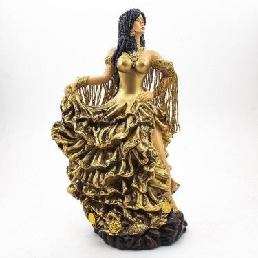 Imagem de Estátua Cigana Luxo Dourada Resina 25 cm