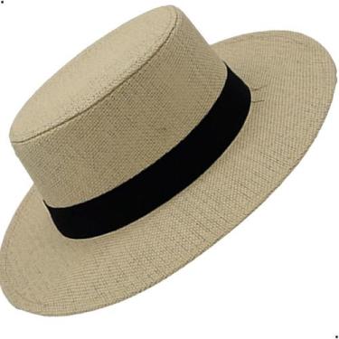 Imagem de Chapéu Praia Paris Feminino Palha Aba Media Palheta Moda - Atacadão Tê