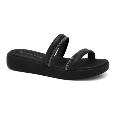 Imagem de Tamanco Ramarim Flatform Strass Sintético 1,5cm, Preto, 35