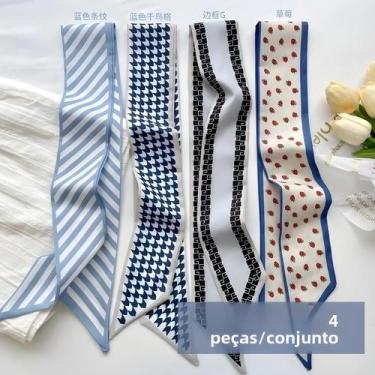 Imagem de Conjunto De Lenços De Seda Para Mulheres Com 4 Peças, Faixas De Cabelo