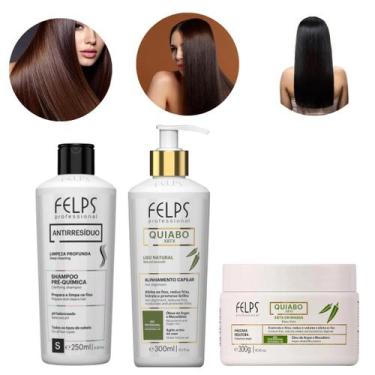Imagem de Kit Escova Progressiva Sem Formol Antifrizz Felps Quiabo Xbtx Okra Ali