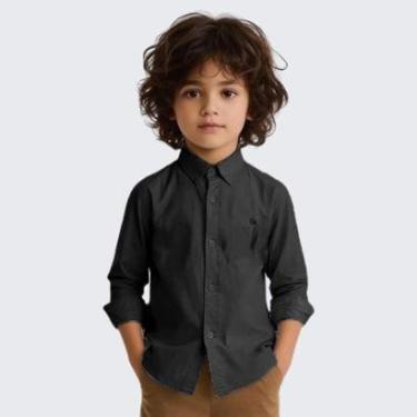 Imagem de Camisa Social Manga Longa Infantil Algodão-Masculino