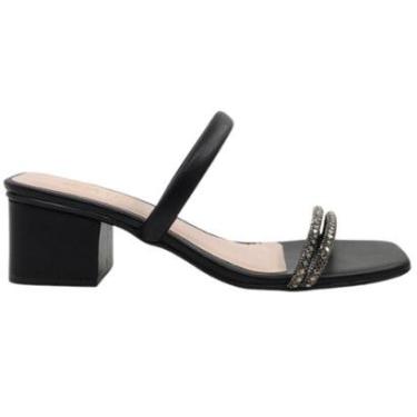 Imagem de Tamanco Feminino Casual Básico Dia a Dia Passeio Trabalho com Strass Salto Médio Conforto Sua Cia 83-Feminino