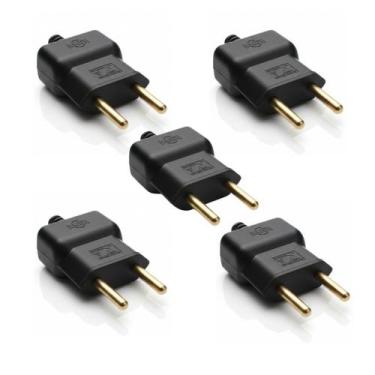 Imagem de Kit 5 Pinos Plug Macho para Tomada 2P 10A 250V Preto Ilumi