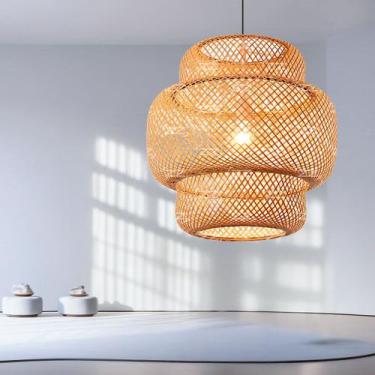 Imagem de Luminária de Teto Lustre Pendente Bambu Fundamentum Cayman Rústico 40c