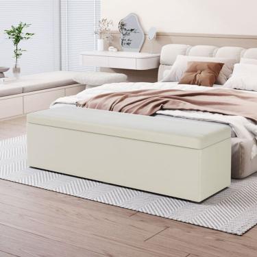 Imagem de Calçadeira Baú Lua em Veludo para Cama Box Casal Queen 160cm