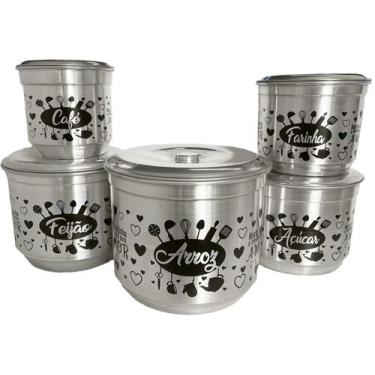 Imagem de Jogo De Mantimentos Alumínio Pote Conjunto Decorado 5 Peças - A2BPRESE