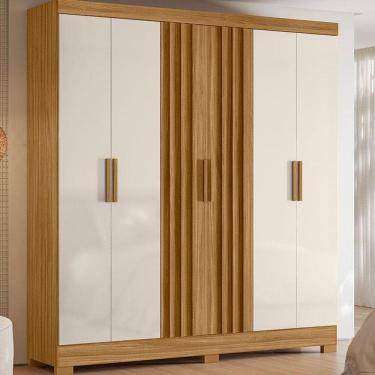 Imagem de Guarda Roupa Casal Ambiente Valença 6 Portas Freijó Off White – Moval