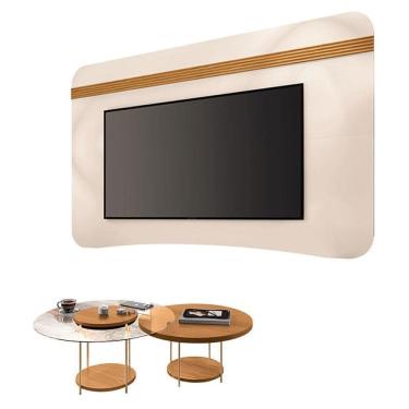 Imagem de Painel Suspenso Armony Off White Cinamomo com Kit Mesa de Centro Sky Cinamomo - HB Móveis