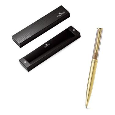Imagem de Caneta Esferográfica Crown Diamond Ouro Glitter Presente Luxo com Esto
