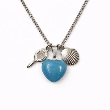 Imagem de Colar Orixá Iemanjá Proteção Espiritual Odoyá Coração Quartzo Azul - B