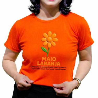 Imagem de Camisetas maio laranja babylook feminina campanha proteção as crianças