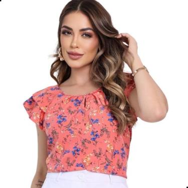 Imagem de Blusinha Feminina Social Crepe Estampa Floridas Lindas Tamanho:GGCor:S