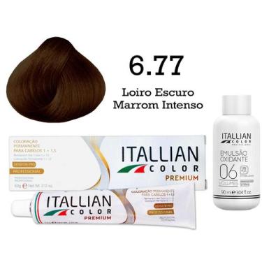 Imagem de Coloração 6.77 Louro Escuro Marrom Intenso + Oxi 06 Volumes 90ml  Ital