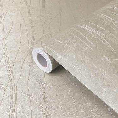 Imagem de Revestimento Adesivo Lavavel Bege Linhas e Folhas Moderno 5M - Open St