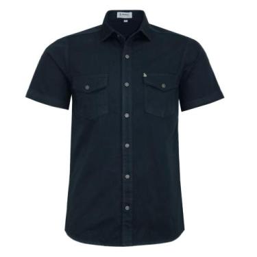 Imagem de Camisa Social Masculina Manga Curta Estilo Militar Luxo - Amil, Preto,