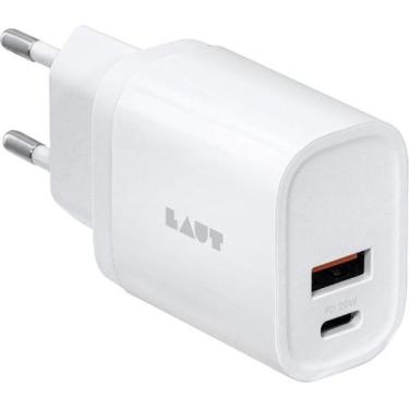 Imagem de Carregador fonte USBC + USB 20W 2 saídas PD adaptador carregador Laut 
