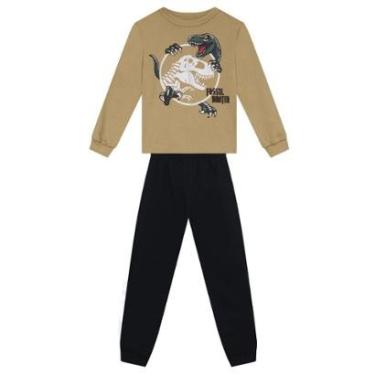 Imagem de Conjunto infantil em moletom de dinossauro Brandili-Masculino
