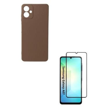 Imagem de Película 3D Vidro + Capa Silicone Case Marrom Para Galaxy A07 5G - LXL