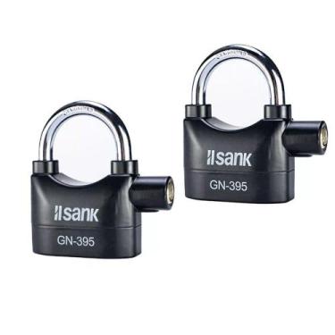 Imagem de Cadeado com Alarme 2 Peças Curtas Antifurto 110 Db Prova de Água Preto