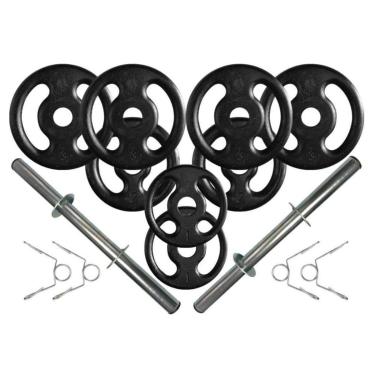 Imagem de Kit com Barras de Halteres e Anilhas de Ferro Fundido - 18 Kg-Unissex