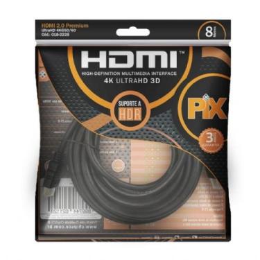 Imagem de Cabo HDMI 2.0 Premium 4k UltraHD 3D 19 Pinos 8 Metros - Pix