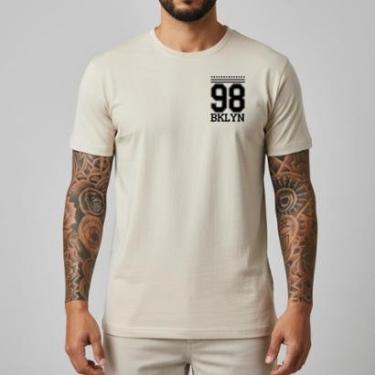 Imagem de Camiseta Masculina Algodão Slim Fit Camisa Urbana Minimalista Streetwear Manga Curta Co...
