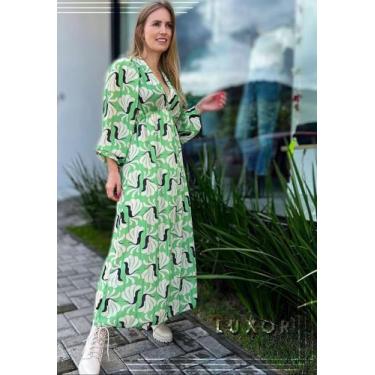 Imagem de Vestido longo estampado verde - Lsc