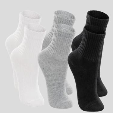 Imagem de Meia Kit 3 Pares Infantil Lupo Cano Médio, Branco preto, Cinza, 24-29