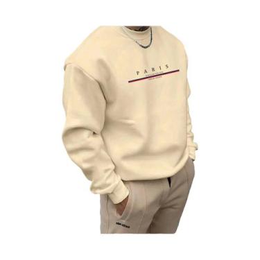 Imagem de Moletom Masculino Com Estampa Paris, Corte Solto, Casual, Gola Redonda
