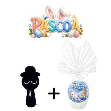 Imagem de Kit Páscoa Pelúcia Sprunki 20cm + Ovo de Chocolate 250g Personagens Or