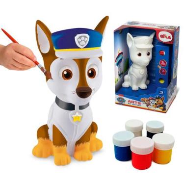 Imagem de Boneco Chase Patrulha Canina Para Colorir Com Tintas Guache Paw Patrol