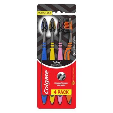 Imagem de Escova Dental Colgate ZigZag Carvão 4 unid