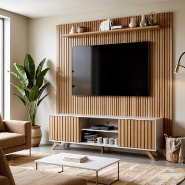 Imagem de Rack com Painel para TV até 80 Polegadas 282CMX224CM 100% MDF Frisado 
