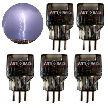 Imagem de Kit 05 Protetor Eletrico Dps Anti Raio Surtos Embrastec 10a, Preto fum