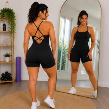 Imagem de Macacão Fitness K2B Benevole Frente Quadrada Costa Trançadas COR:PRETO