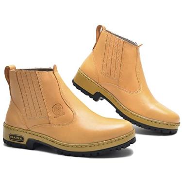 Imagem de Bota Masculina chelsea cano curto couro 082 cla KM lat bege Cor:Bege;Tamanho:42;Genero:Masculino