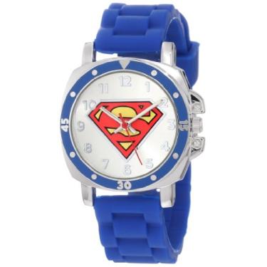 Imagem de Relógio infantil Superman SUP9012 de borracha azul com logotipo do Super-Homem, Azul