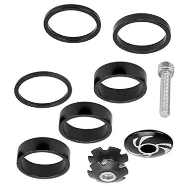 Imagem de Keenso Espaçadores de haste de guidão, 6 peças, espaçadores de fone de ouvido, espaçadores de haste de guidão de liga de alumínio para mountain bike (preto) e peças e peças