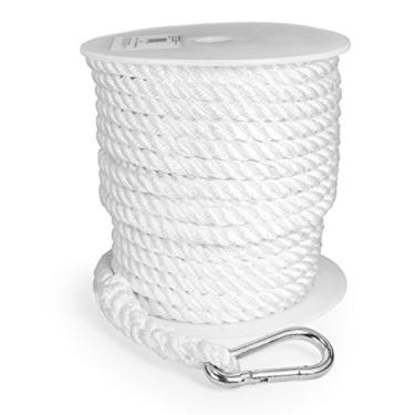 Imagem de Camco 50063 3-Strand Nylon Rope, 1/2" X 100', Thimble/Whipped Bitter End,1 Pack