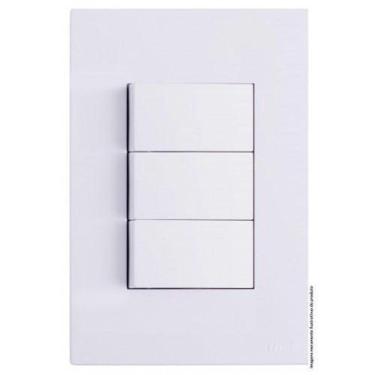 Imagem de Conjunto Interruptor Triplo Simples 4X2 Branco Brg11036-1Br