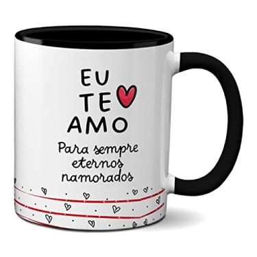 Imagem de Caneca Flork Fofos Pra Sempre Eternos Namorados Eu Te Amo (Preta)