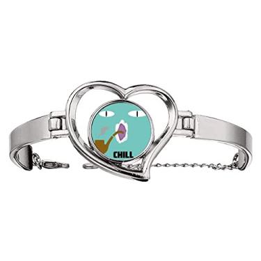 Imagem de N/A N/A Bracelete de coração com emoção azul e fumaça de gato, medium, metal