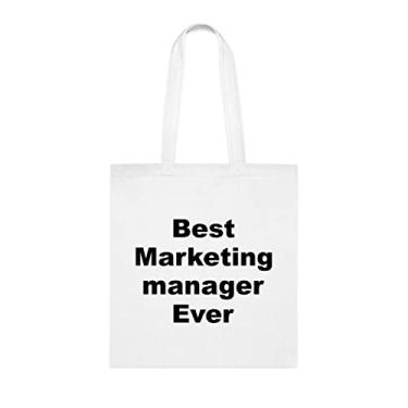 Imagem de Bolsa tote gerente de marketing, Best Marketing Manager Ever Bag, presente de gerente de marketing, bolsa de ombro para gerente de marketing, bolsas reutilizáveis para gerente de marketing, ideia de de Natal, Branco