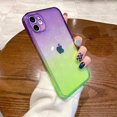 Imagem de Capa de telefone transparente com padrão de amor fashion para iphone 13 promax 12 pro max 11 mini xsmax xs xr x 8 7 plus, roxo, verde, padrão, para iphone 7 p ou 8 p